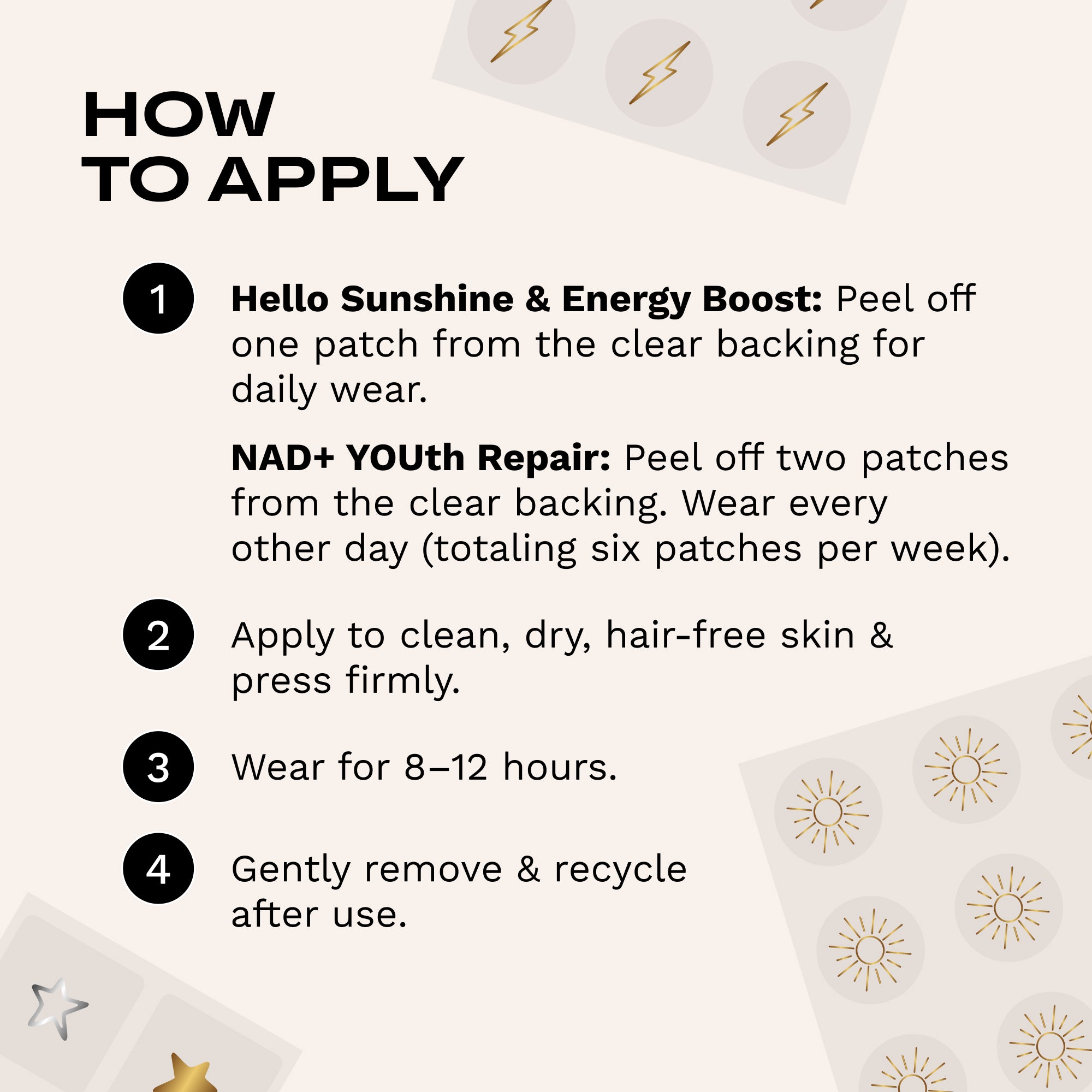 Instructions for applying patches. See elsewhere on page for more information.